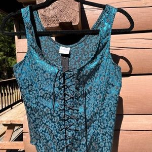 Fredericks of Hollywood small teal corset with zip back